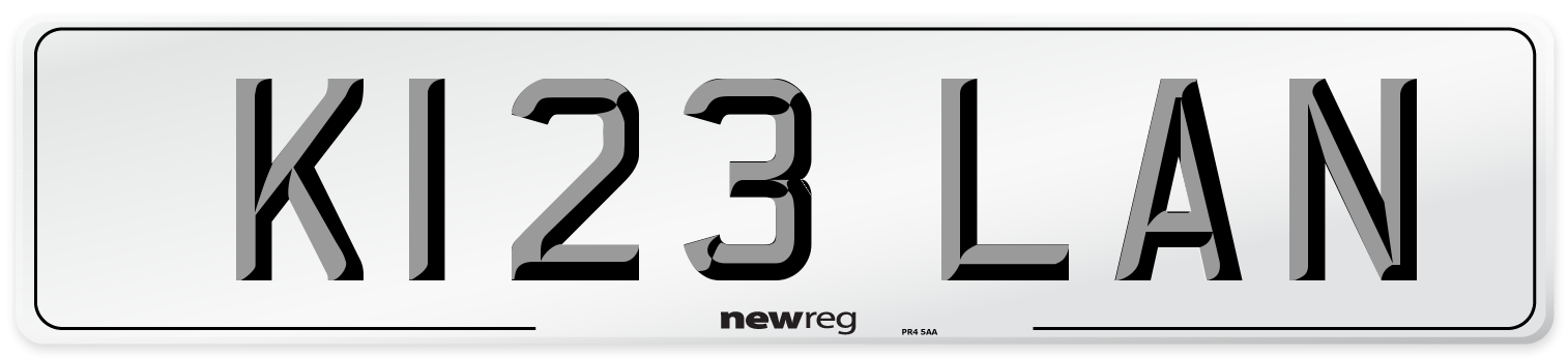 K123 LAN Number Plate from New Reg